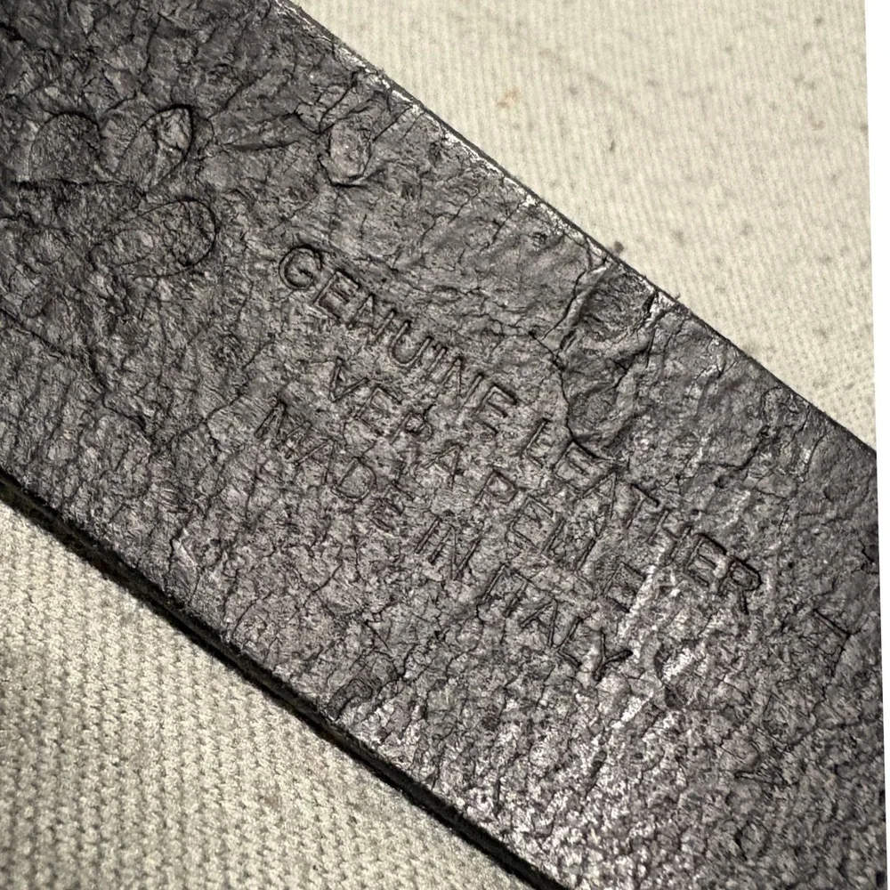 Unbranded Black Textured Belt Size 115/100 Silver Tone Buckle Made in Italy